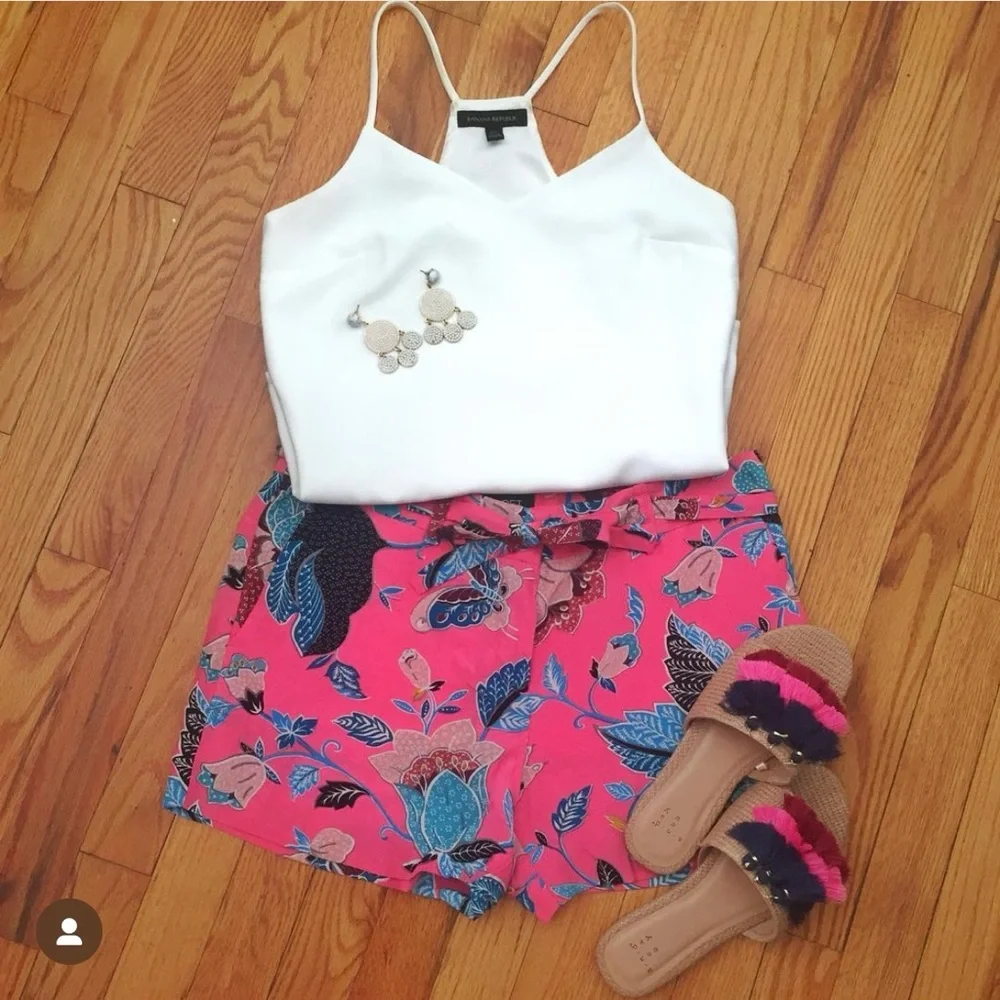 Ann Taylor Loft  Floral Tie Waist Shorts